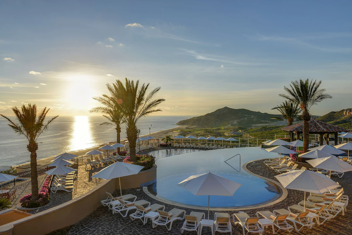 Pacific sunset by the infinity pool